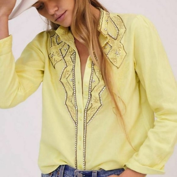 Anthropologie Tops - 💘 Anthropologie Pilcro Nayeli Beaded Buttondown